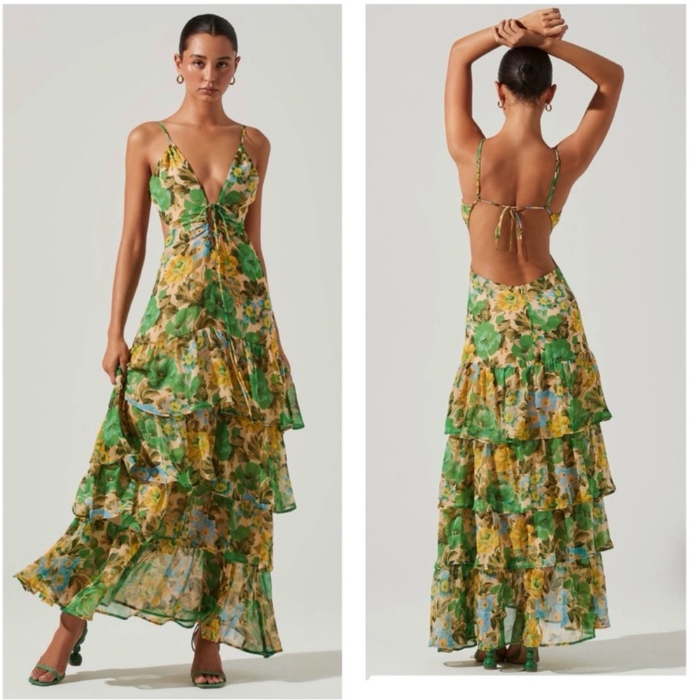 ASTR the Label Aneira Tiered Maxi Dress Size S